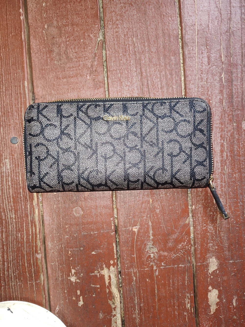 Calvin Klein Black Logo Zip-Around Wallet With Metal Adornments